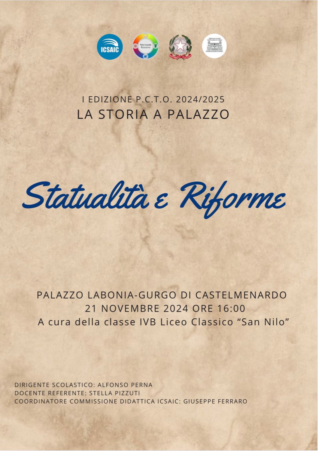 Statualità e Riforme per “La storia a palazzo” di ICSAIC e Liceo di Rossano